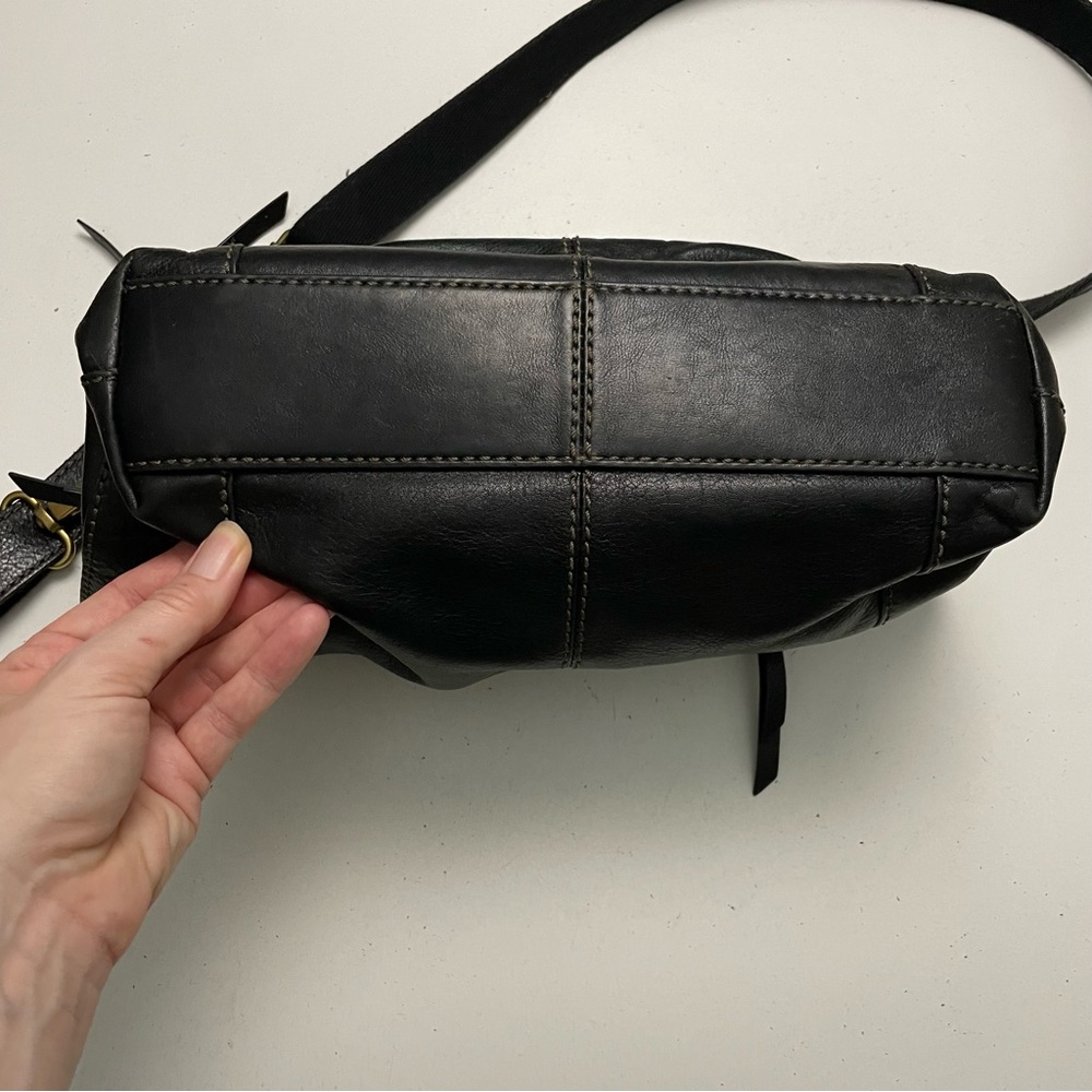 Vintage Fossil Purse Crossbody Leather Pockets Buckle Adjustable Black Bronze - Picture 12 of 16